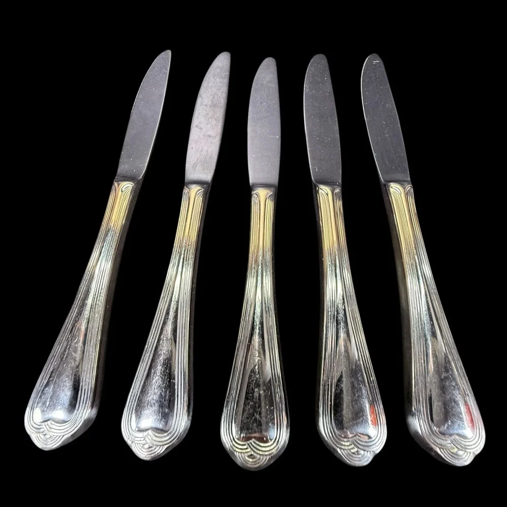 Pfaltzgraff‎ Stainless Steel FAIRISLE lot of 5 Dinner Knives